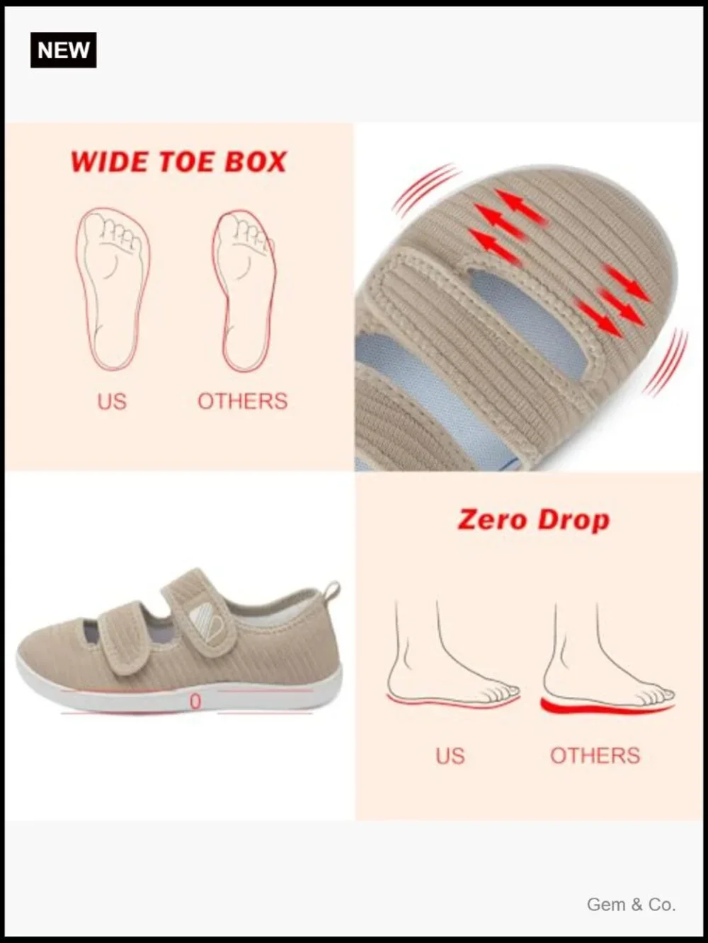Women's Walking Shoes Wide Diabetic Adjustable Barefoot Zero Drop Sneakers